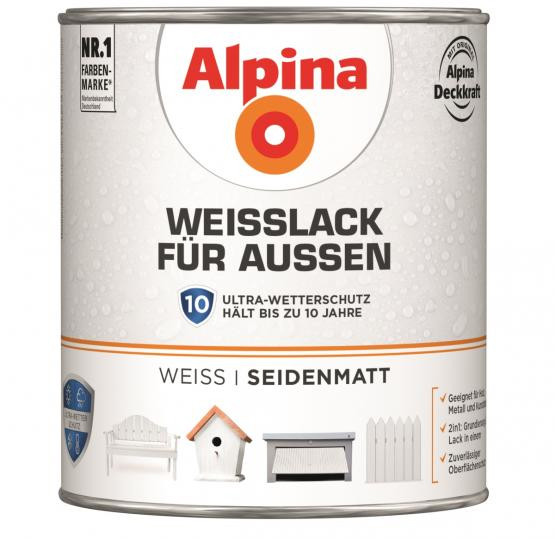 Alpina Weißlack für Außen seidenmatt 750ml