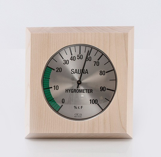 Eliga Hygrometer für Sauna 170x170mm mit eckigem Holzrahmen