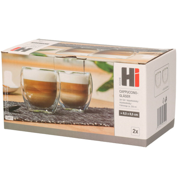 Doppelwandige Cappuccino-Gläser - 2er-Set - 250ml