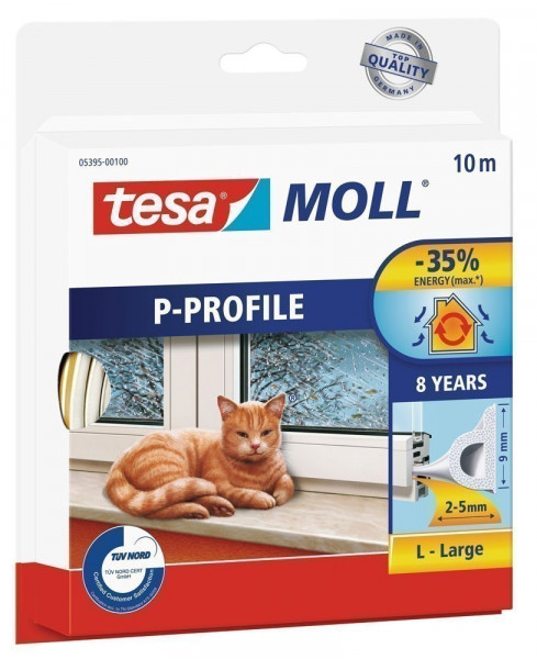 tesamoll® P-Profil Gummidichtung 9 mm x 10 m weiß