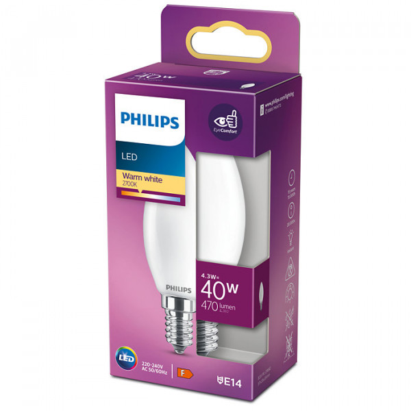 Philips LED classic 470 Lumen B35 E14 Warmweiß