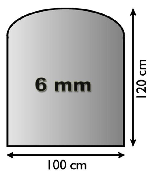 Funkenschutzplatte Glas 6mm Lienbacher Segmentbogen 100x120cm