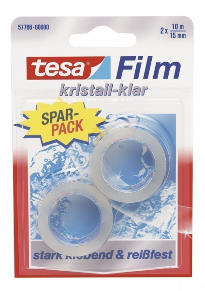 tesafilm® kristall-klar 10 m x 15 mm Spar-Pack 2 Rollen