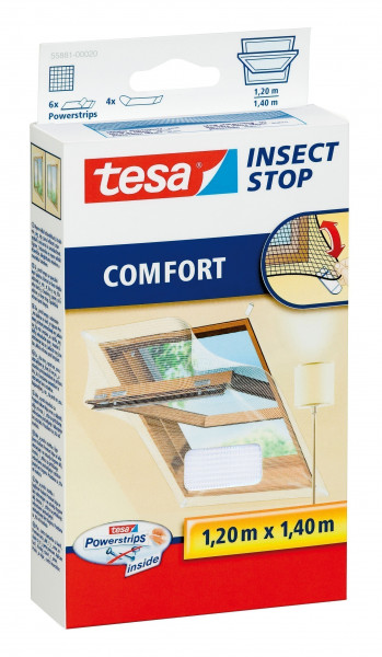 tesa Insect Stop Fliegengitter Comfort für Dachfenster weiß 120x140cm