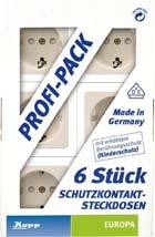 Profi-Pack á 6 Schuko- Seckdosen Eur. weiß SB