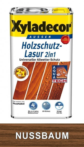 XYLADECOR Holzschutzlasur 2in1 750 ml Holzfarbe nussbaum