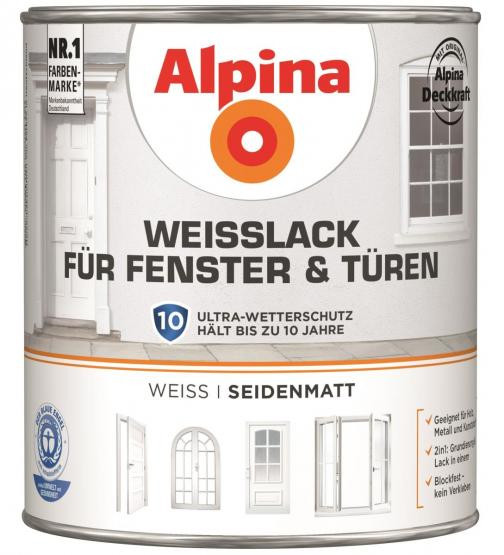 Alpina Weißlack für Fenster & Türen seidenmatt 2 L