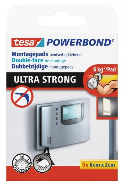 tesa® Powerbond Ultra Strong Pads 9 Stück 6 cm x 2 cm