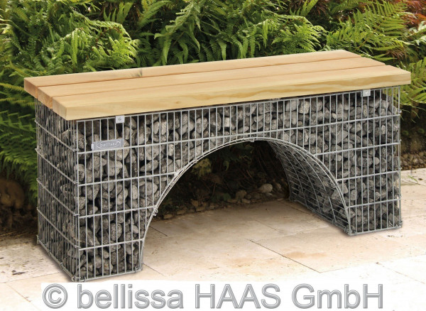 Gartenbank / Steinkorb Gabionen Bank Bogen bellissa 125x40x54cm