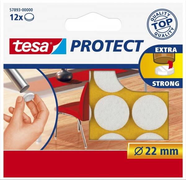 tesa® Protect Filzgleiter rund 22 mm weiss 12 Stück