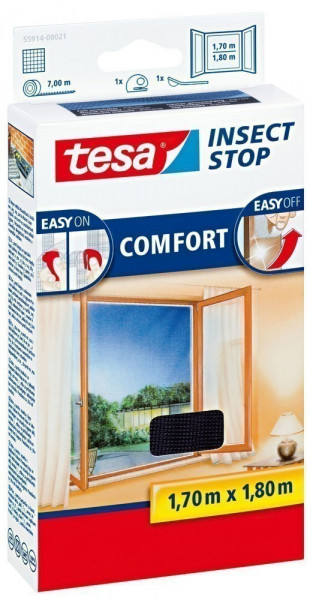 tesa® Insect Stop Fliegengitter Klett Comf. Fenst. 1,7 x 1,8 m anthr.