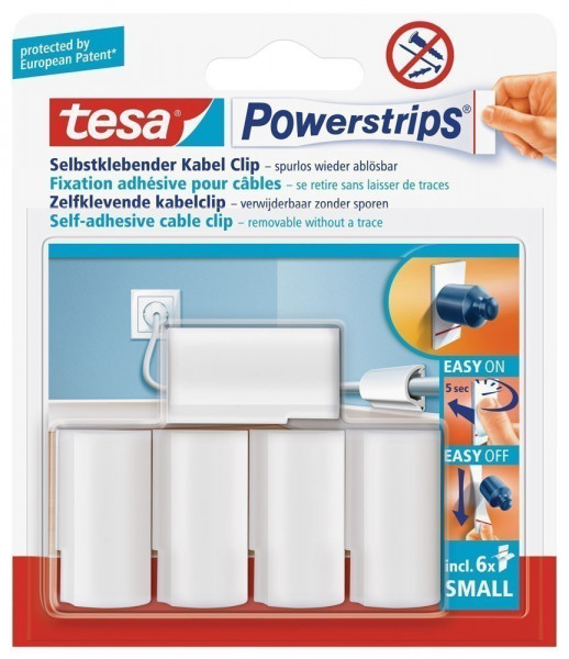 tesa® Powerstrips Kabel-Clip weiss 5 Stück 8 mm