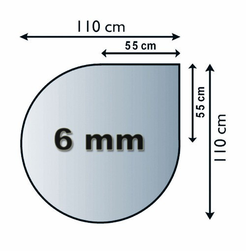 Funkenschutzplatte Glas 6mm Lienbacher ohne Face. Tropfen 110x110cm