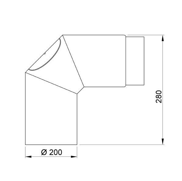 Ofenrohr / Rauchrohr Bogenknie 90° Ø200mm Senotherm schwarz mit Tür