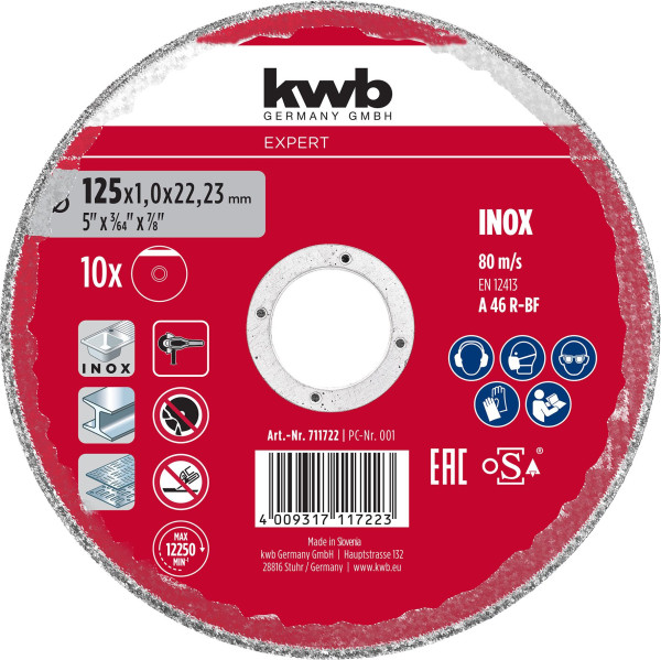 KWB Expert Dünntrennscheibe 125x1,0 Set 10-teilig