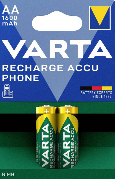 VARTA Rechargeable Akku Phone AA 1,2 V 1600mAh 2 Stück