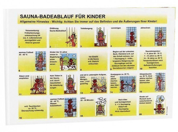 Eliga Saunaregeln / Badeablauf Sauna für Kinder deutsch