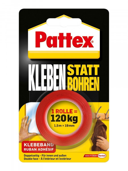 Pattex Kleben statt Bohren Doppelseitiges Klebeband 1,5m