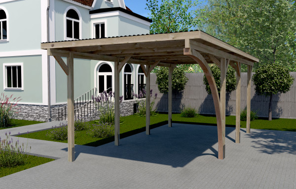 WEKA® Carport 606 A Gr.2 Einzelcarport mit Rundbogen 300x600cm