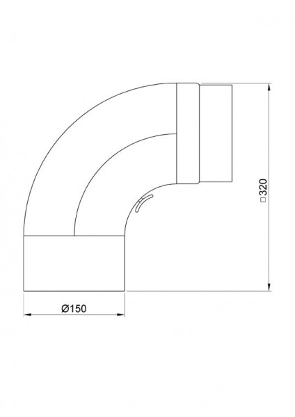 Ofenrohr / Rauchrohr Bogenknie gezogen 90° Ø150mm Senoth. grau mit Tür