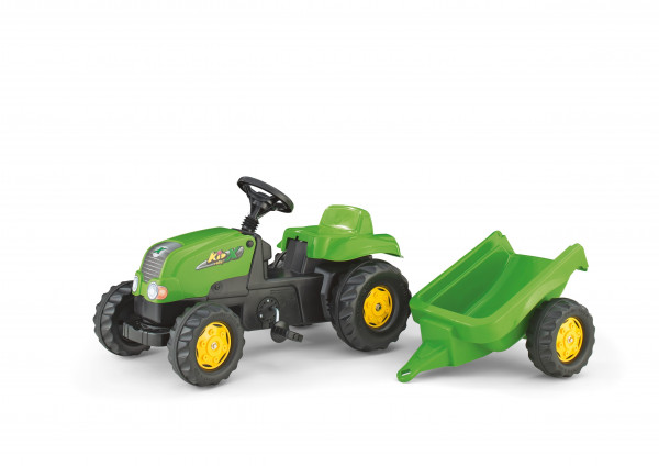 Trettraktor rolly Kid-X mit Anhänger grün - Rolly Toys