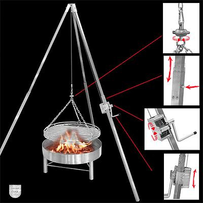 Edelstahl Schwenkgrill / Dreibeingrill Ø70x200cm