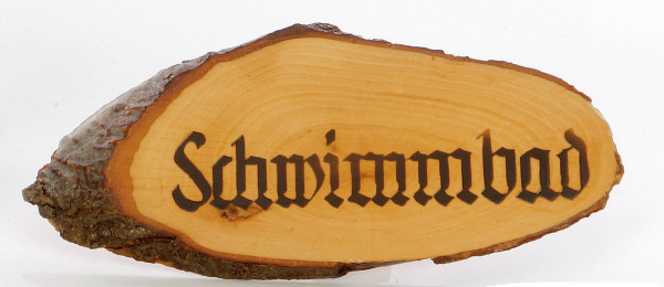 Eliga Schild Rindenscheibe natur Schwimmbad