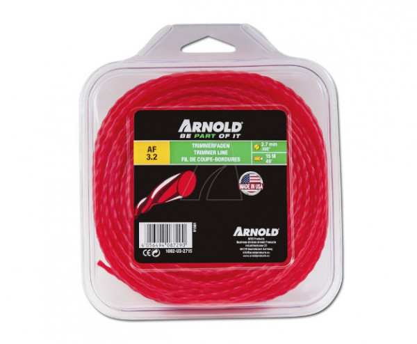 ARNOLD Trimmerfaden AF 3.2, 2.7 mm x 15 m, rot, rund, gedreht