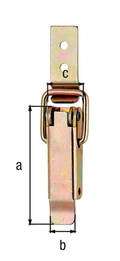 Kistenverschluss Alberts gelb verzinkt mit Schliesshaken 49x13x15mm