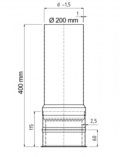 Wandfutter doppelwandig mit Verlängerung FAL Ø200/400mm