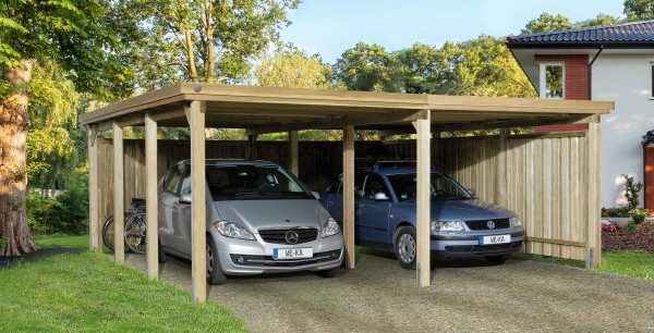 Carport Weka Doppelcarport 618 Gr. 2 Holz kdi ohne Dach 603x612cm