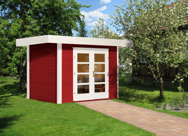 Gartenhaus 28 mm weka Designhaus 126+ Gr.1 rot 356x284cm