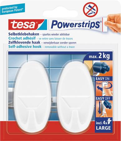 tesa Powerstrips Haken Large Oval chrom