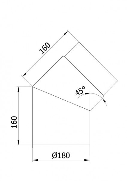 Ofenrohr / Rauchrohr Bogenknie 45° Ø180mm Senotherm schwarz ohne Tür