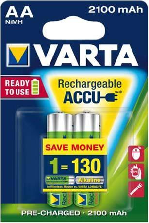 VARTA Rechargeable Akku AA 1,2 V 2100mAh 2 Stück