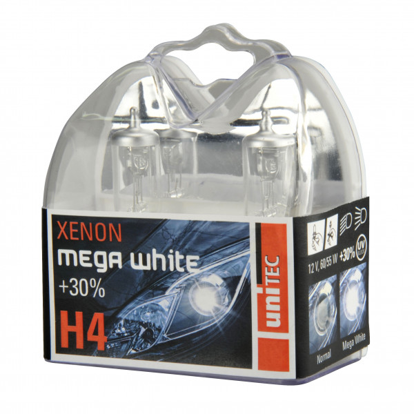 Unitec Xenon Mega White H4 12 Volt / 60/55 Watt 2er-Set