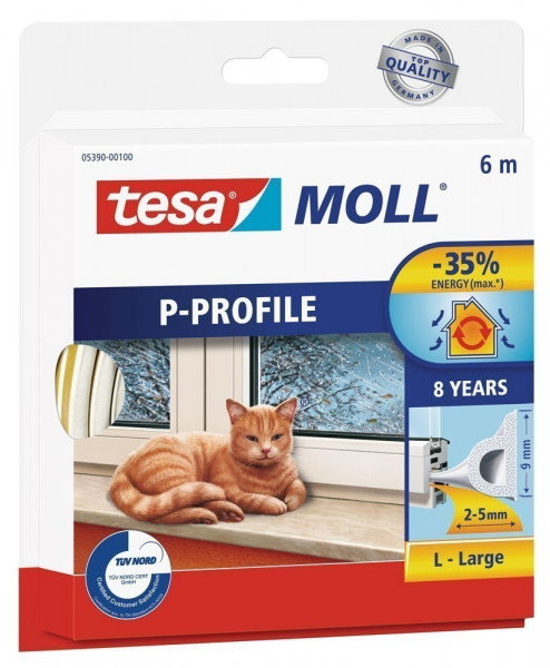 tesamoll® P-Profil Gummidichtung 9 mm x 6 m weiß