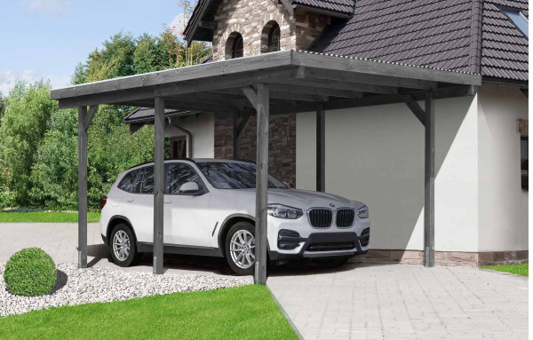 Einzelcarport Kiefer Kdi grau 303 x 505 cm