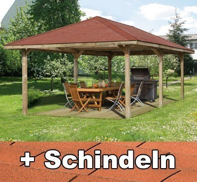 Weka Pavillon / Carport Gartenoase 651D Gr.3 778x433cm mit Schindeln