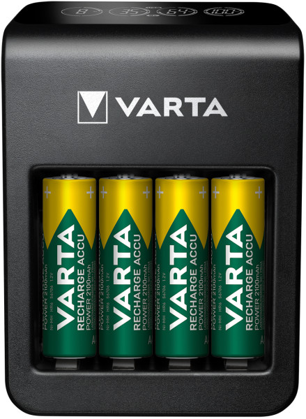 VARTA® LCD Plug Charger+ mit 4x Akkubatterie AA