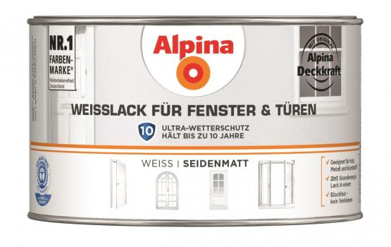 Alpina Weißlack für Fenster + Türen seidenmatt 300ml