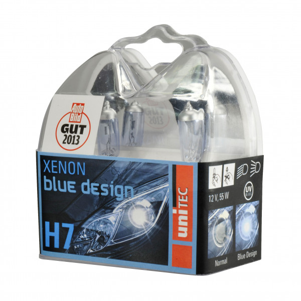 Unitec Halogenlampen Xenon Blue Design H7 12Volt 55Watt 2 Stück