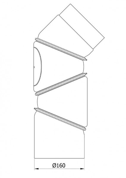 Ofenrohr Bogenknie 4tlg verstellbar 0-90° Ø160mm Stahl schwarz mit Tür