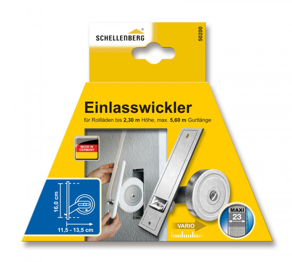 Einlasswickler Schellenberg Maxi Lochabstand 16cm für Gurtlänge 5,60m