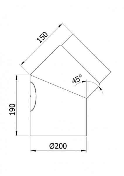 Ofenrohr / Rauchrohr Bogenknie 45° Ø200mm Senotherm schwarz mit Tür