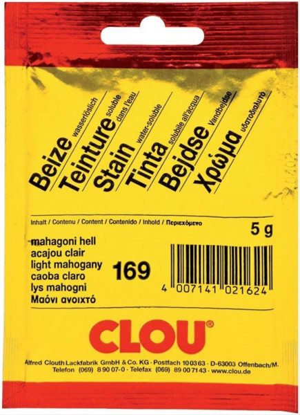 Clou Beize / Pulver-Beize wasserlöslich Nr. 169 mahagoni hell 10g