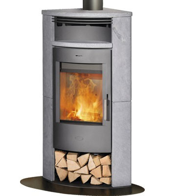 Kaminofen / Eckkaminofen Fireplace Malta Speckstein gussgrau 6kW