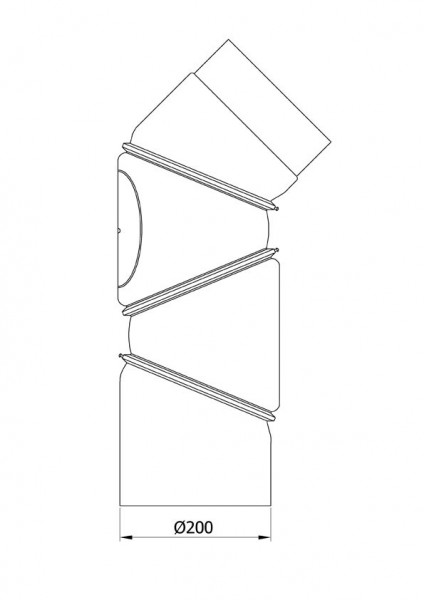 Ofenrohr Bogenknie 4tlg verstellbar 0-90° Ø200mm Stahl schwarz mit Tür