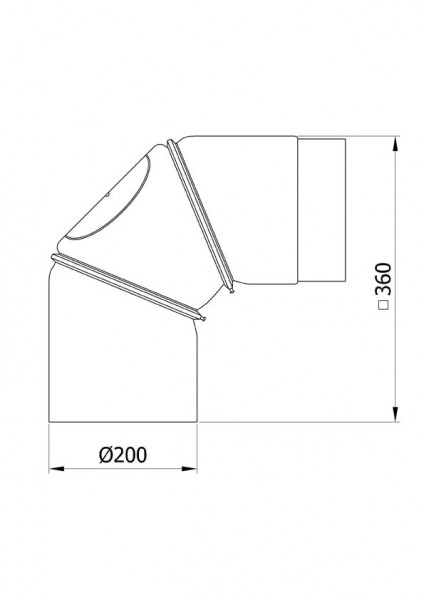 Ofenrohr Bogenknie 3tlg verstellbar 0-90° Ø200mm schwarz mit Tür