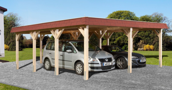 WEKA Carport / Doppelcarport Leimholz 615 Gr.1 Flachdach 622x639cm